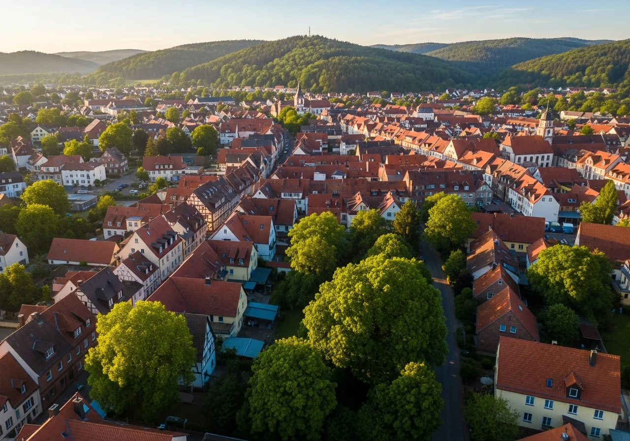 Luftaufnahme der Region Ober-Ramstadt im Odenwald